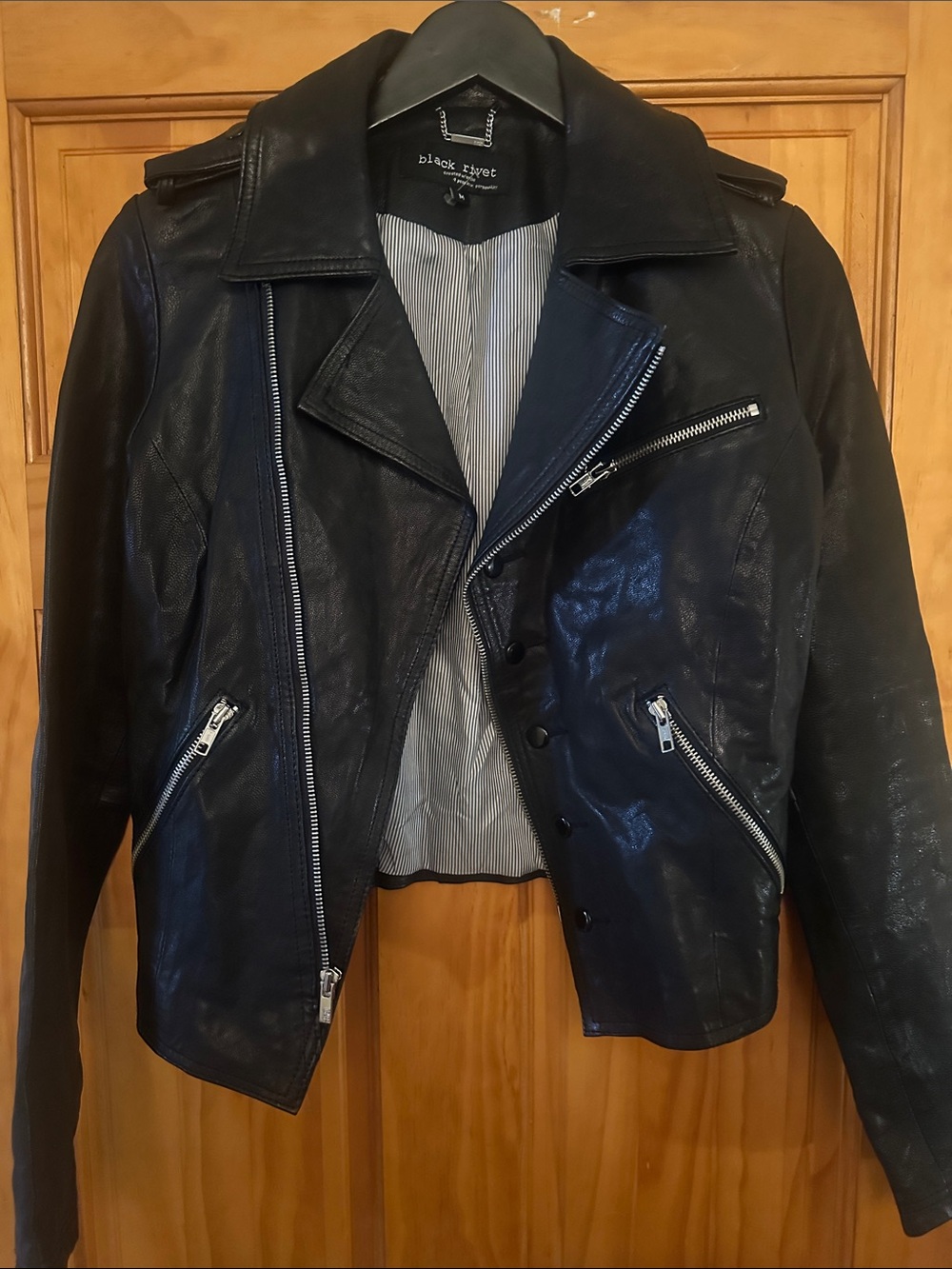 Black Rivet Women's Black Leather Moto Jacket